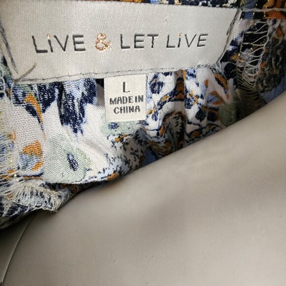 One World Live Let Live Top Womens Size L Large Multicolored Gold Detail New - Picture 8 of 10